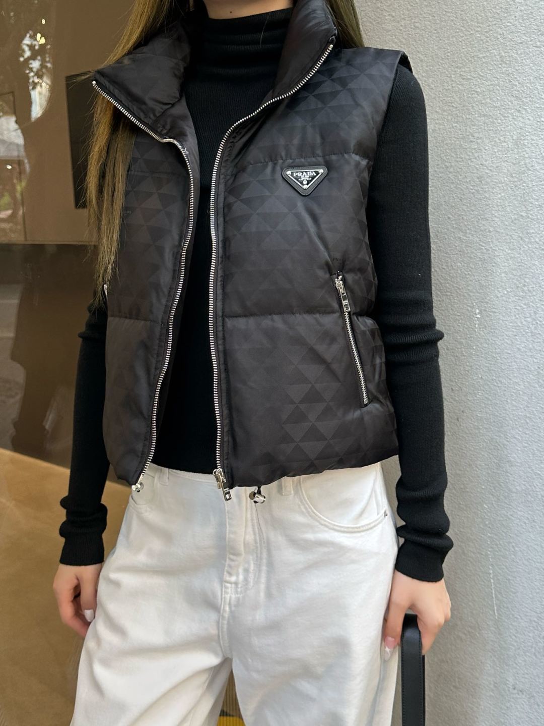 Pra**2025 autumn/winter new black vest