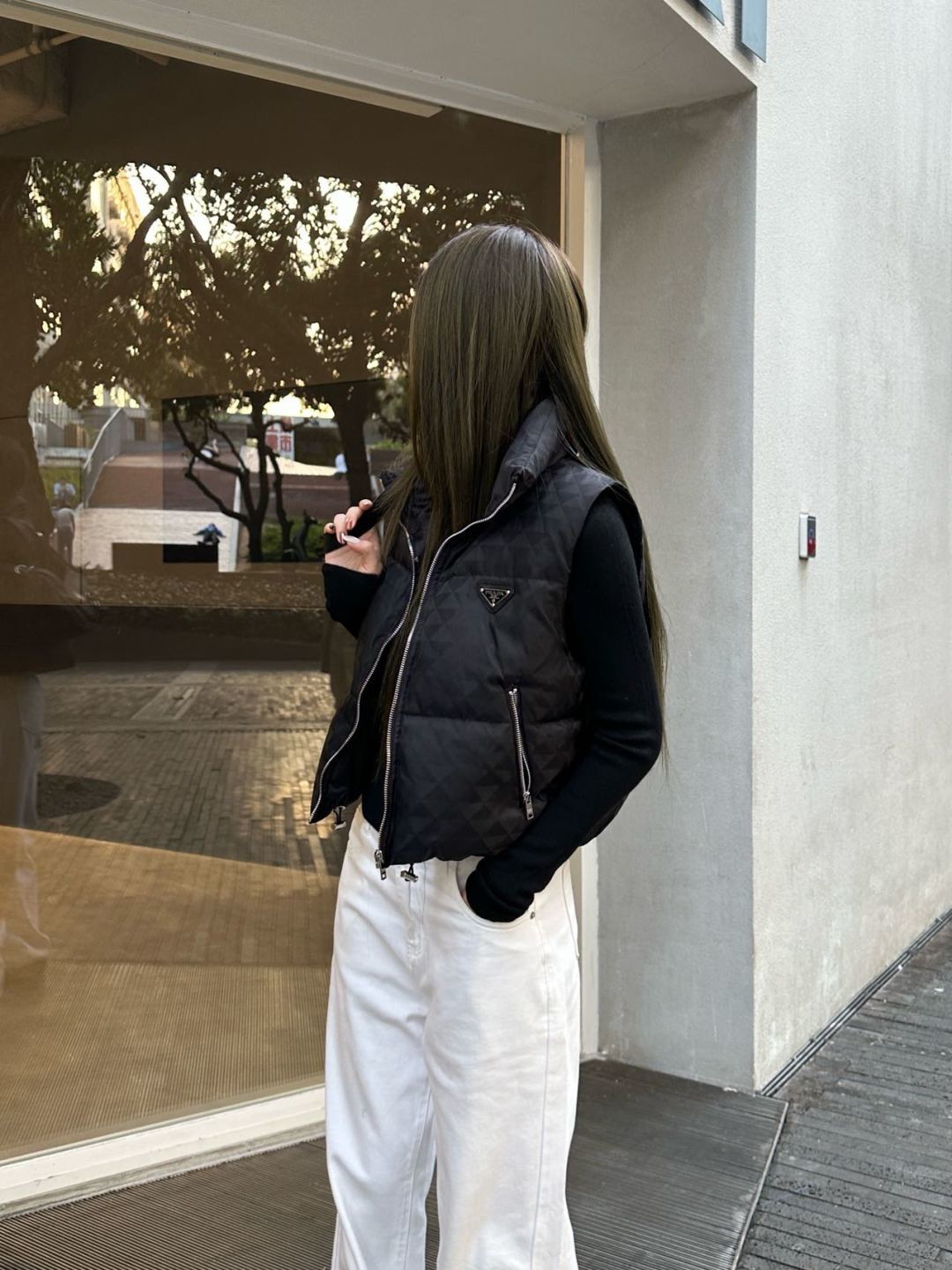 Pra**2025 autumn/winter new black vest