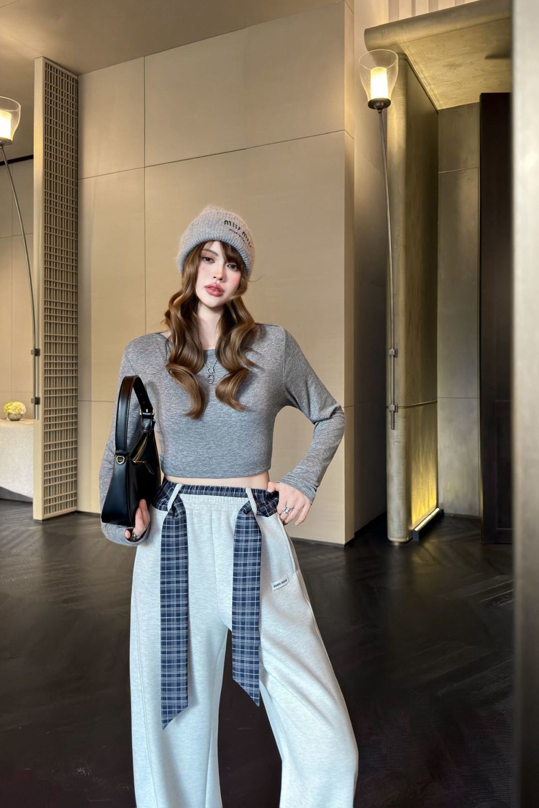 Miu**25fw new casual fleece-lined trousers