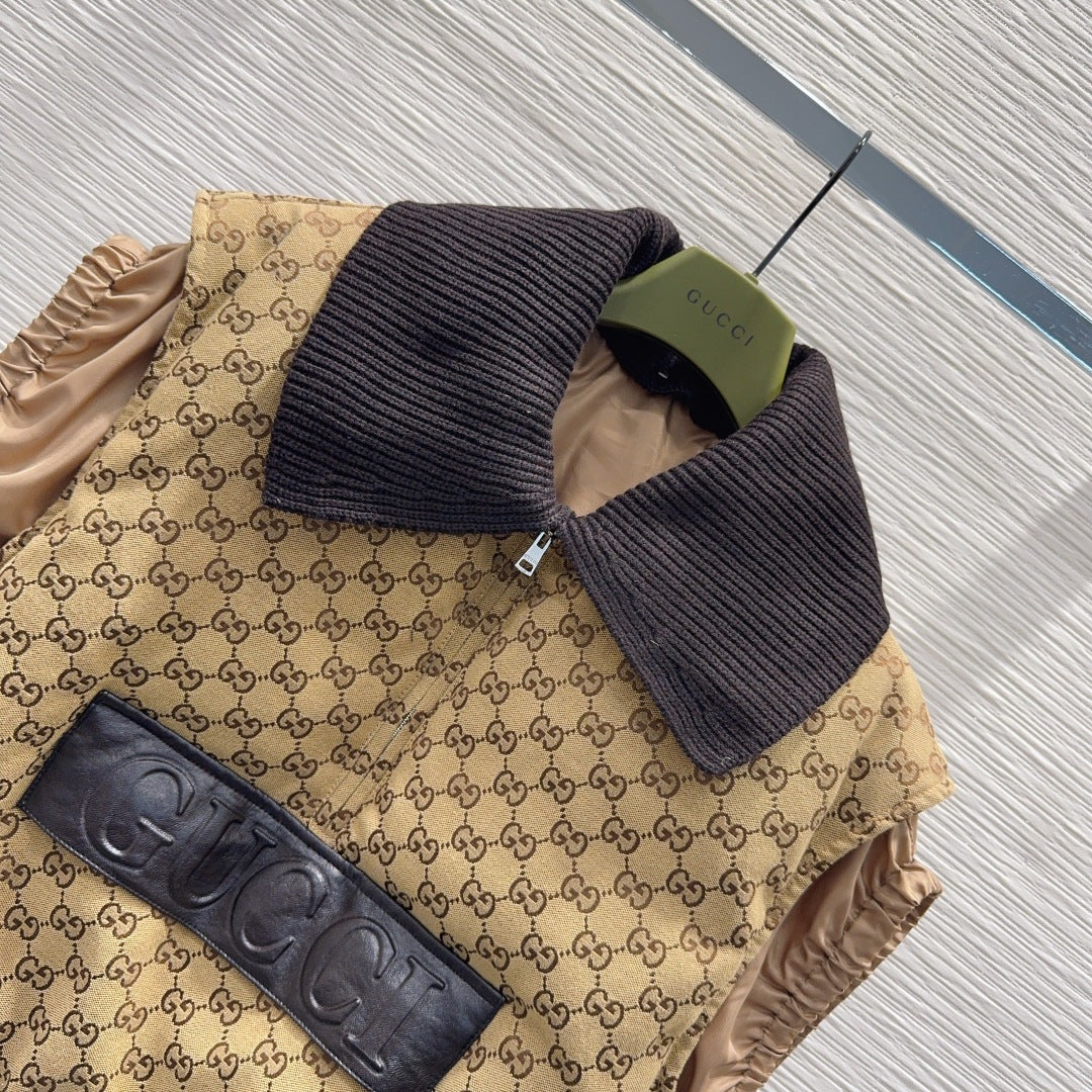 Gu 25fw lapel Jacquard Down Vest