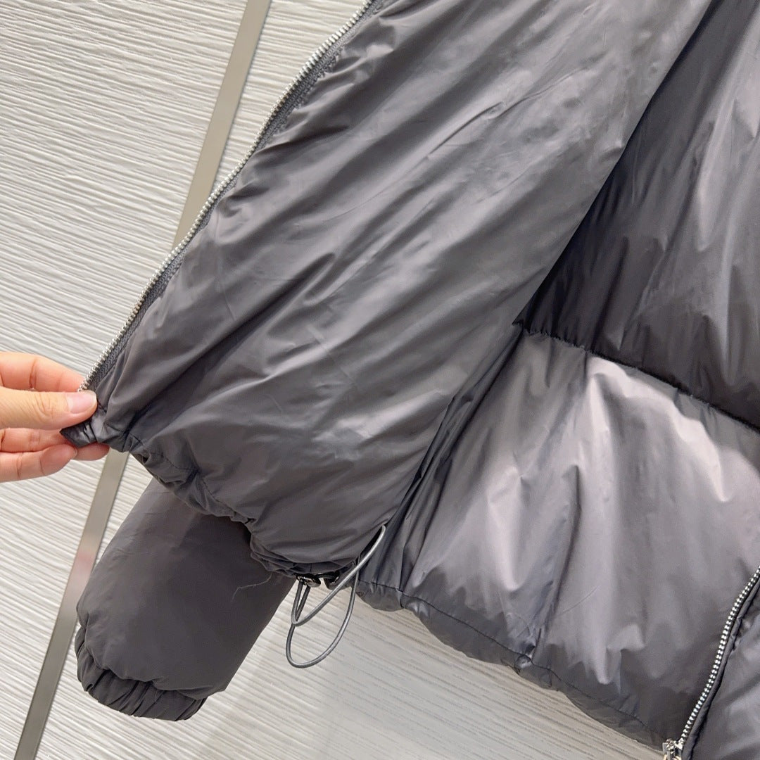 Mu 25fw down jacket with large fur collar