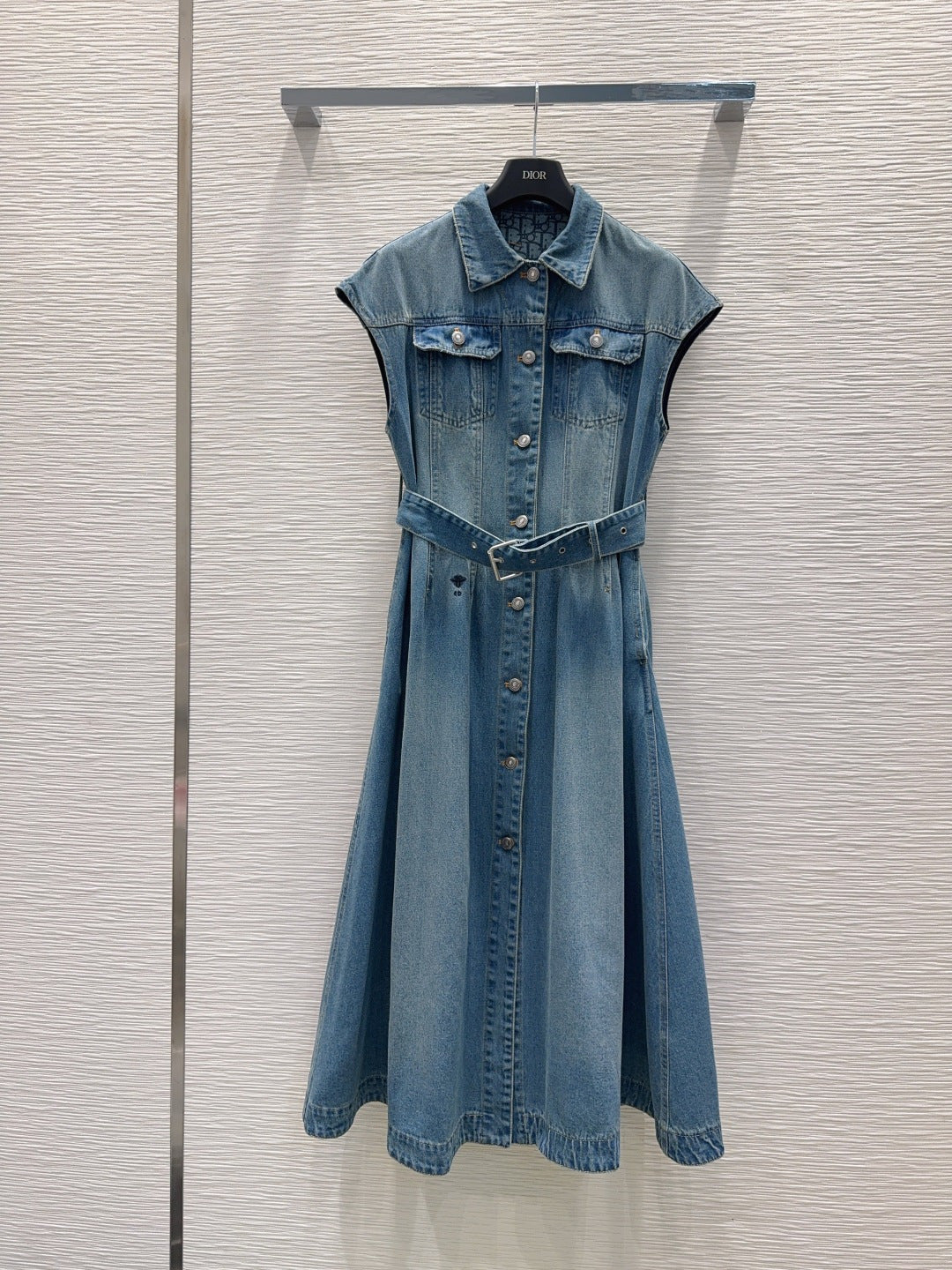 Cd 25fw belted wide-sleeved denim dress