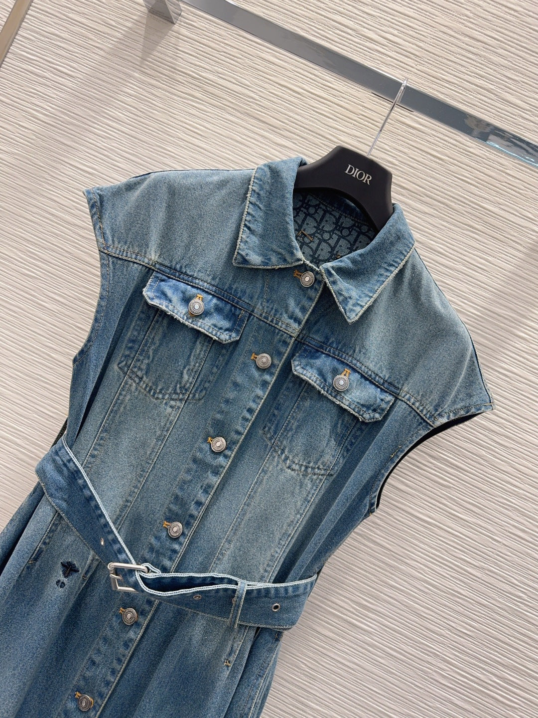 Cd 25fw belted wide-sleeved denim dress