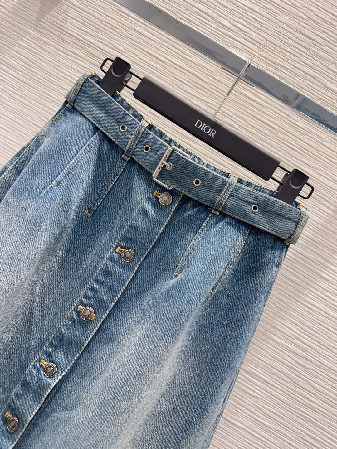 Cd 25fw denim belted A-line skirt