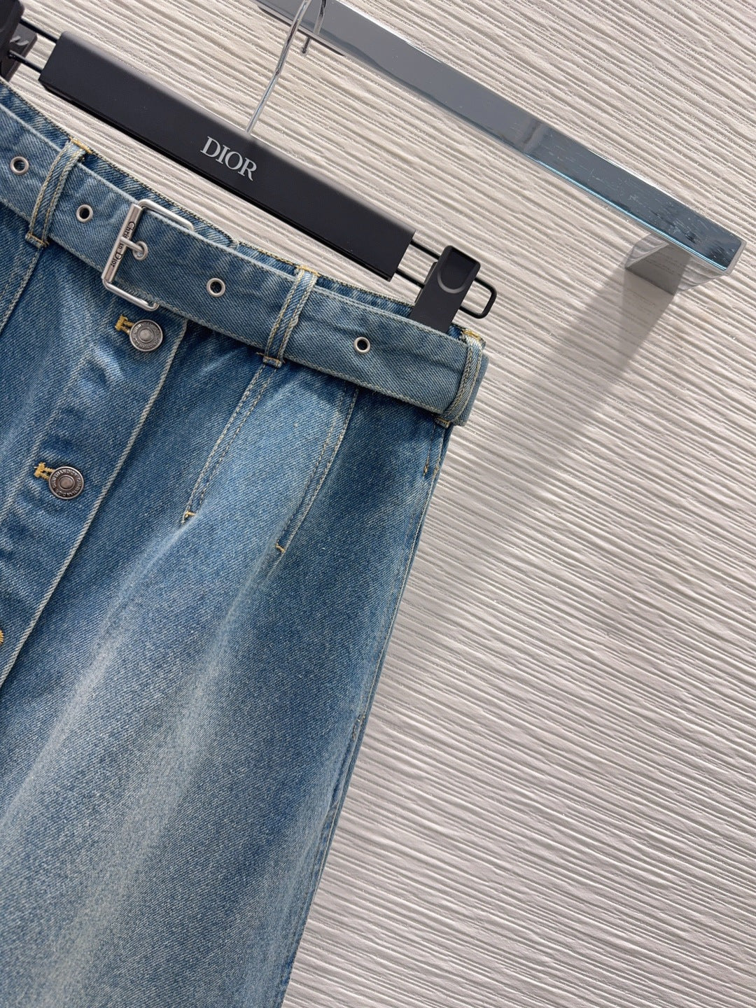 Cd 25fw denim belted A-line skirt