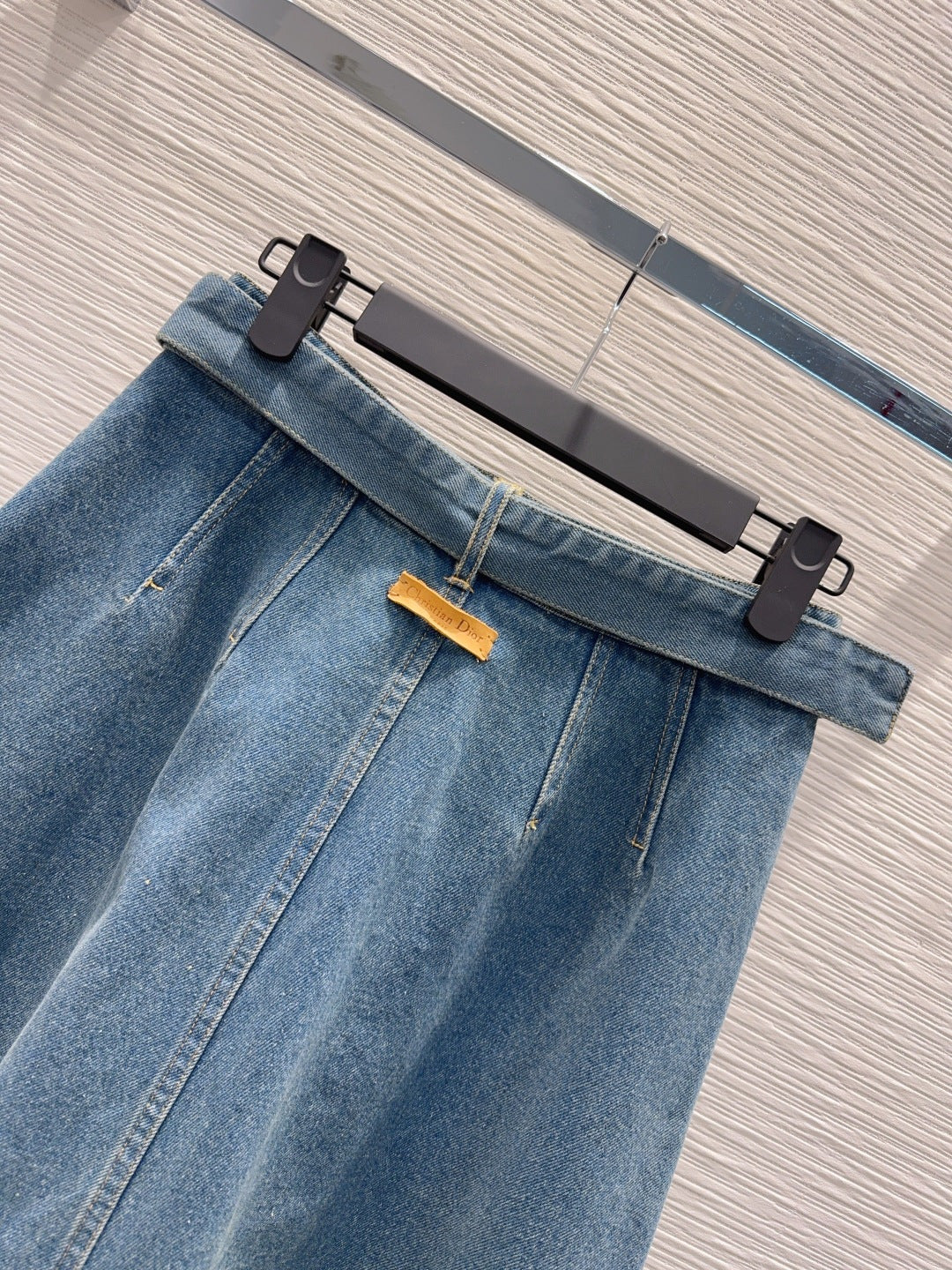 Cd 25fw denim belted A-line skirt