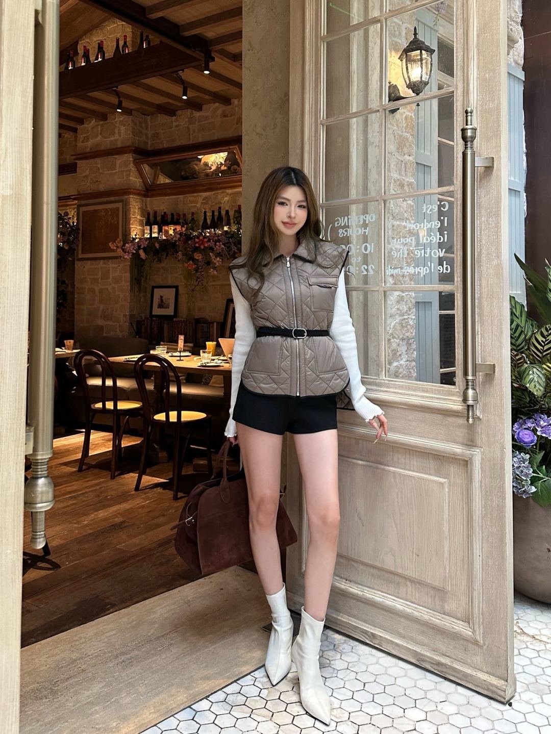 Ce 25fw belted collared cotton vest