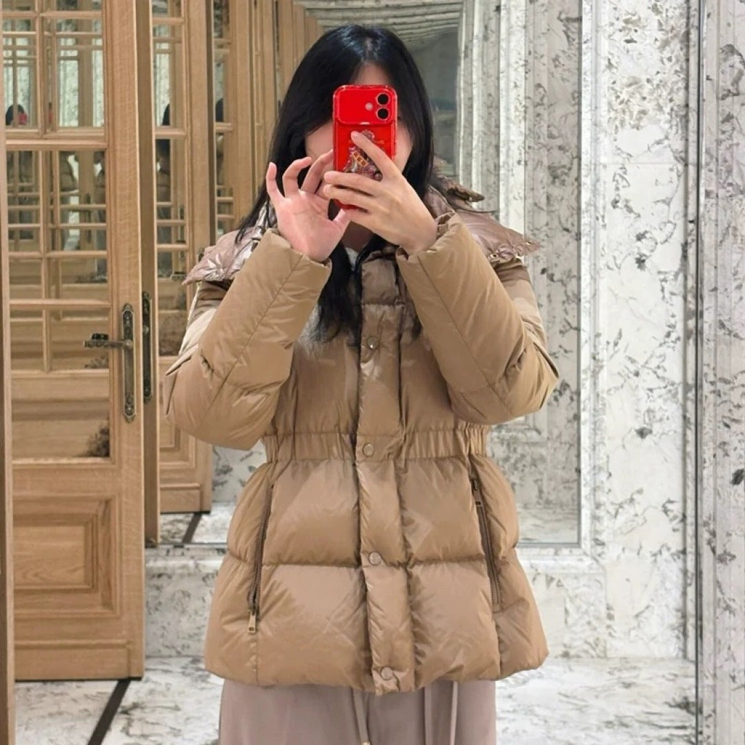 Mco 25fw slim-fit hooded short down jacket