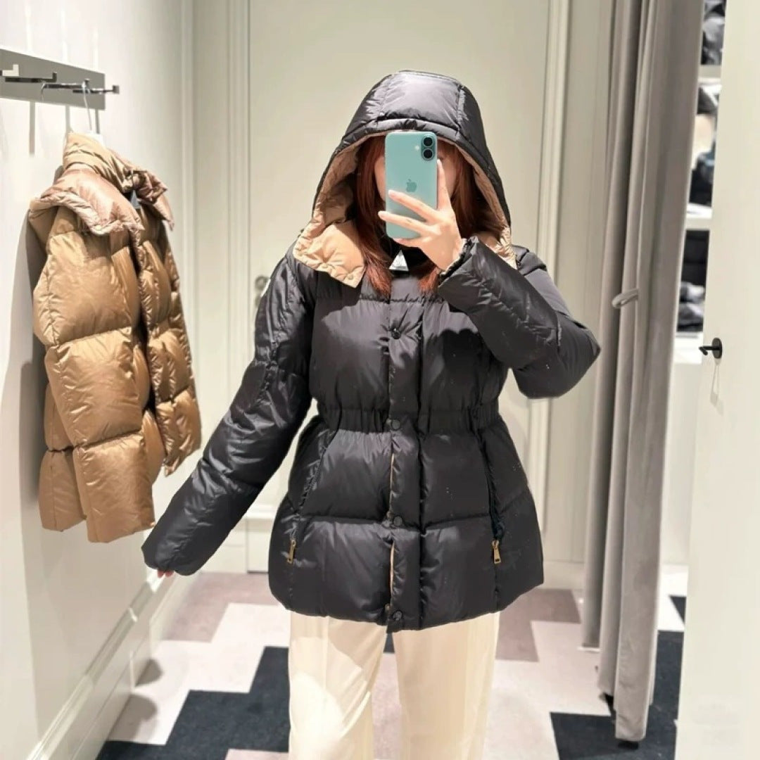 Mco 25fw slim-fit hooded short down jacket