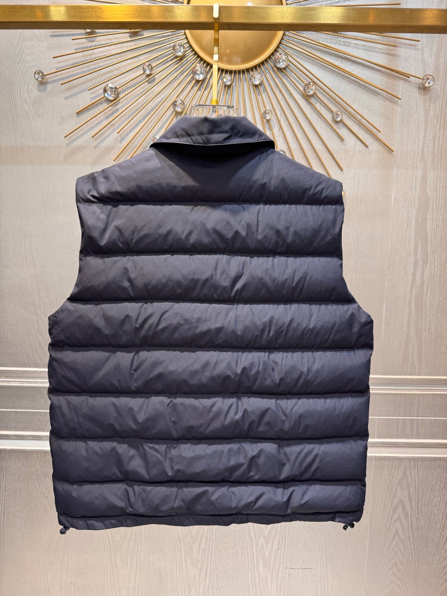 Miu**25fw new quilted down vest in deep sea blue