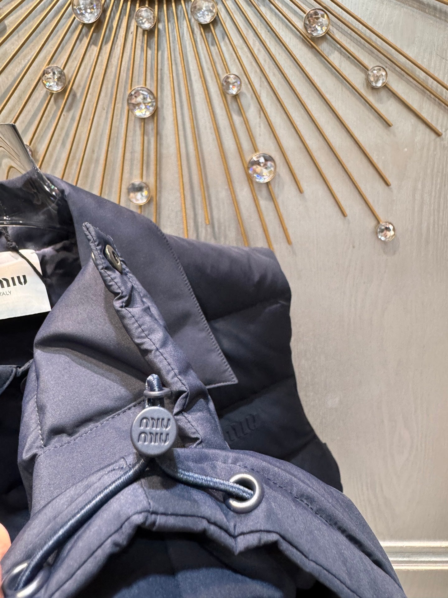 Miu**25fw new quilted down vest in deep sea blue