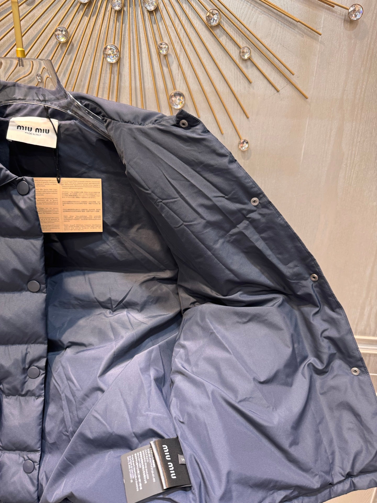 Miu**25fw new quilted down vest in deep sea blue