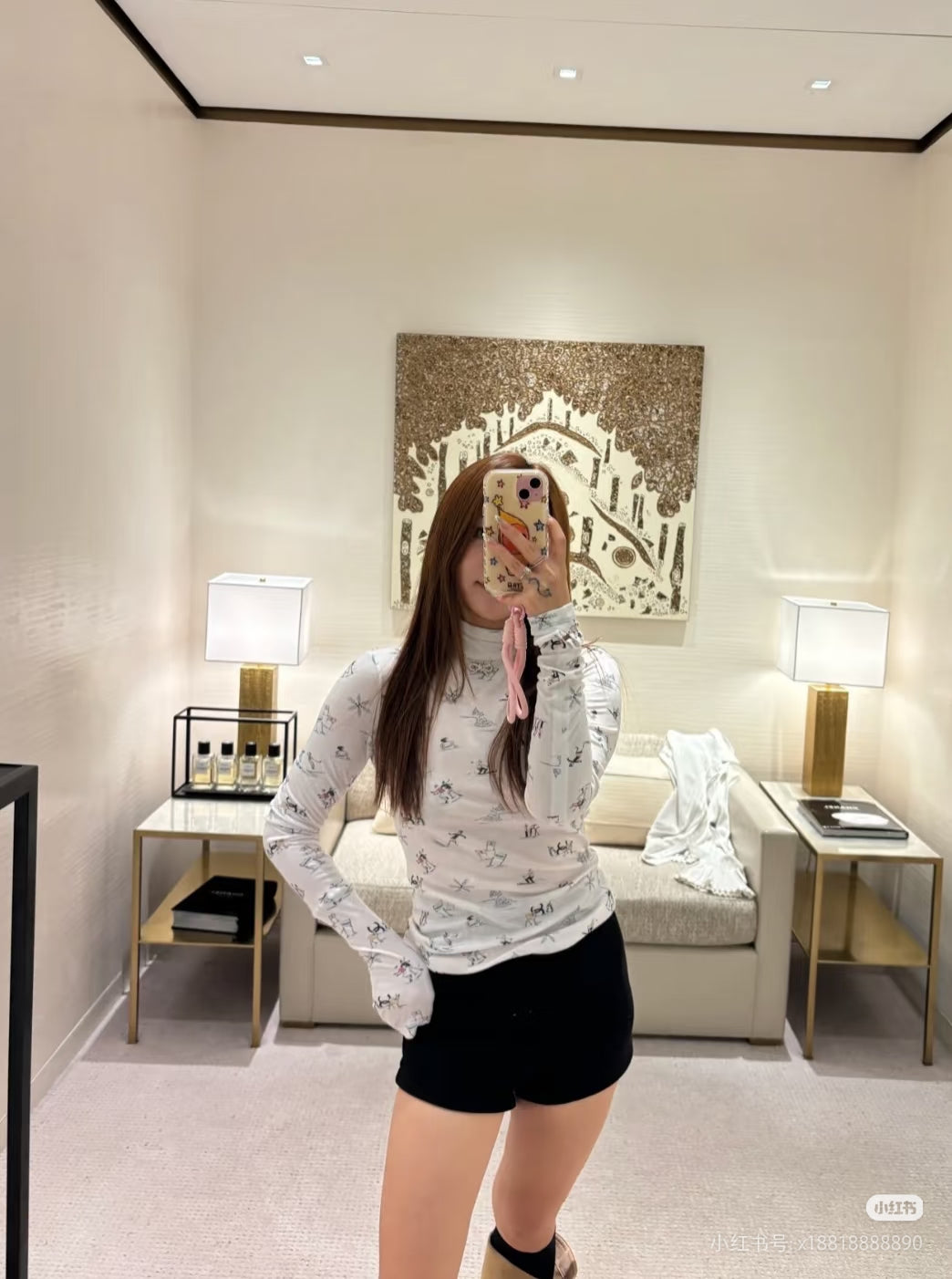 Cha**25fw ski-themed printed base layer shirt