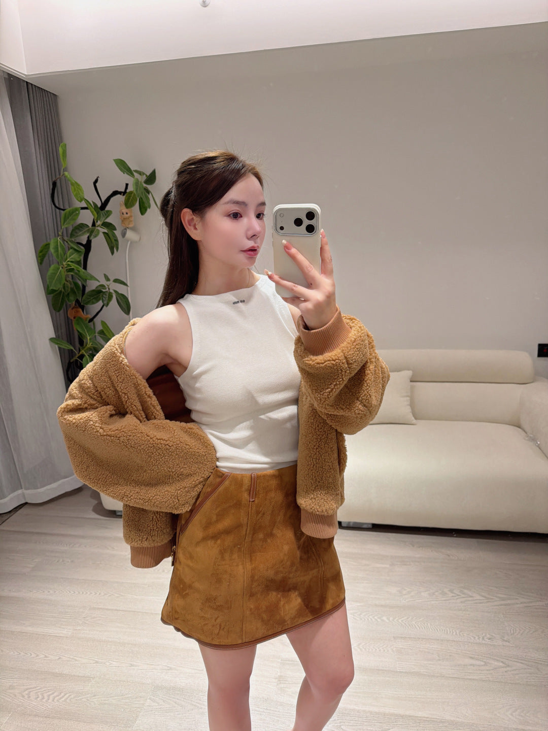 Miu**25fw new camel-colored eco-friendly wool coat