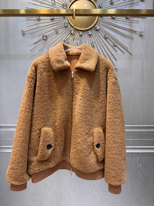 Miu**25fw new camel-colored eco-friendly wool coat