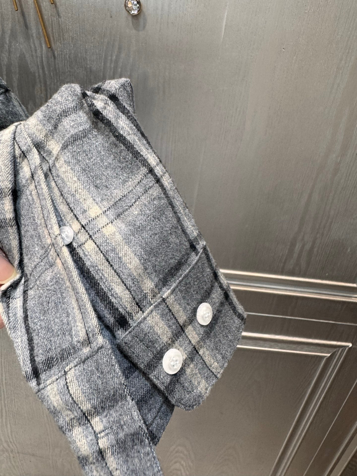 Miu**25fw flannel plaid belted shirt dress