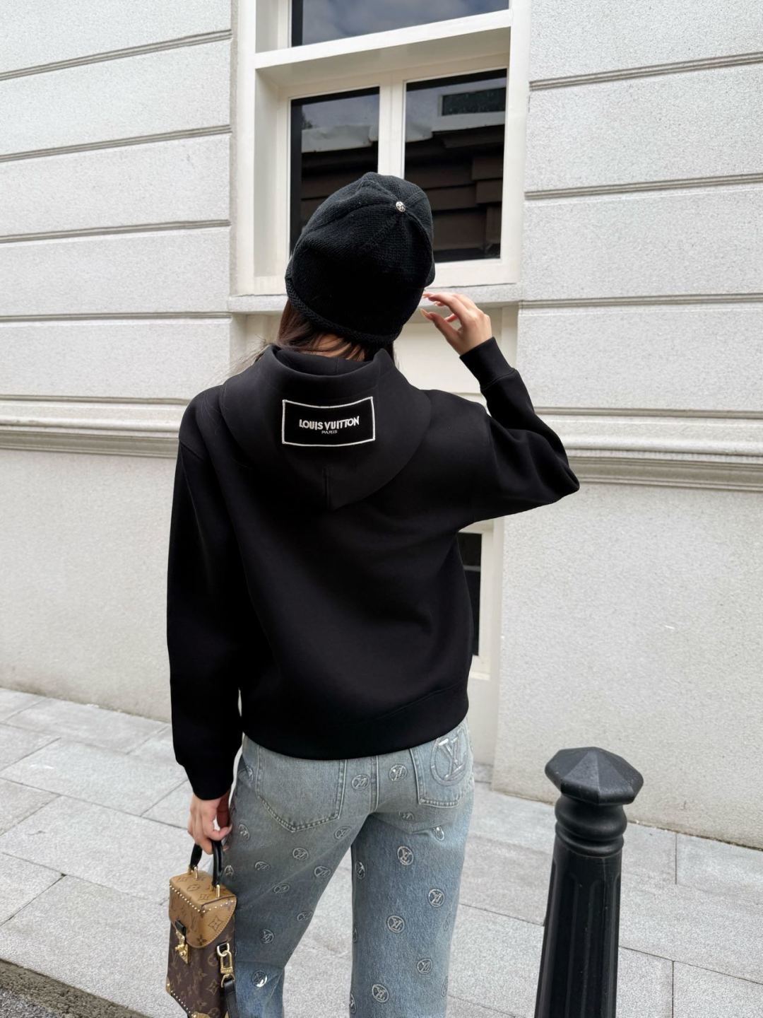 Lou**25fw new black hooded sweatshirt