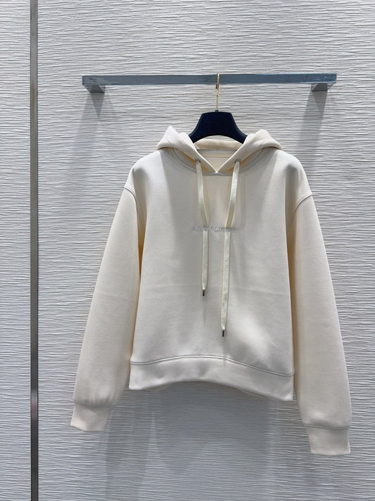 Lou**25fw new white hooded sweatshirt