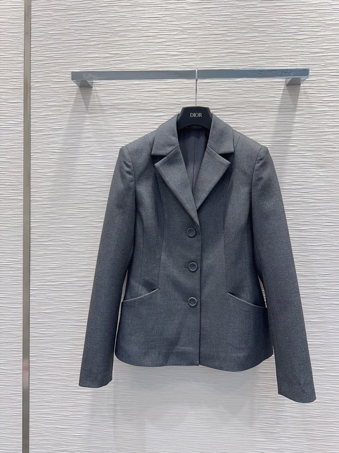 Cd 25fw straight-shoulder fitted waist suit with A-line skirt