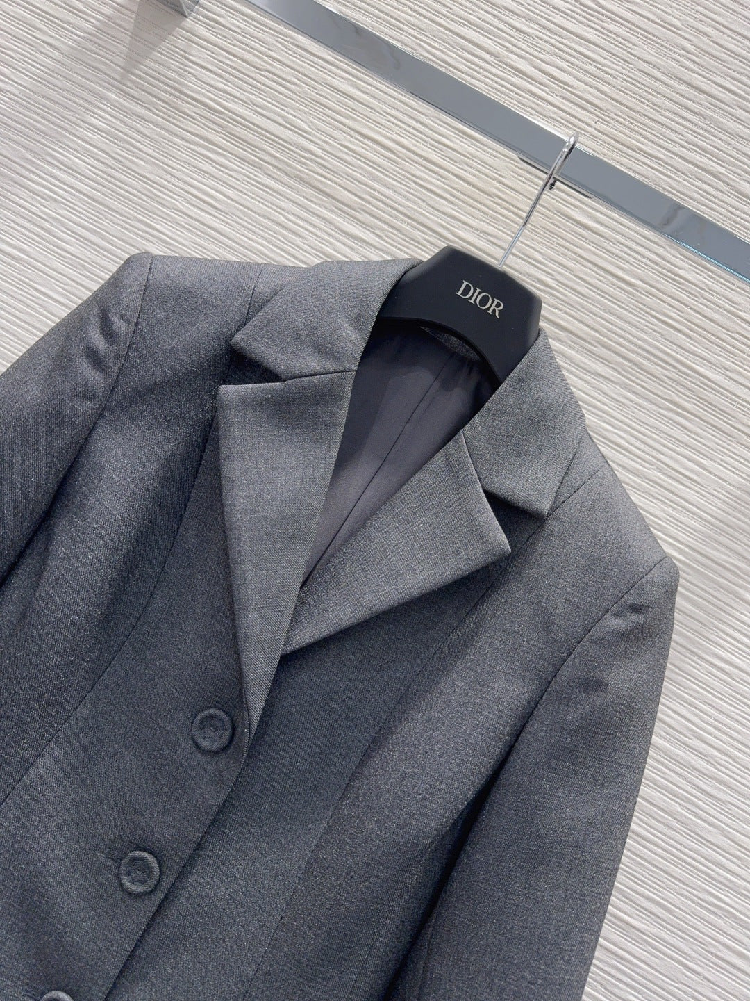 Cd 25fw straight-shoulder fitted waist suit with A-line skirt