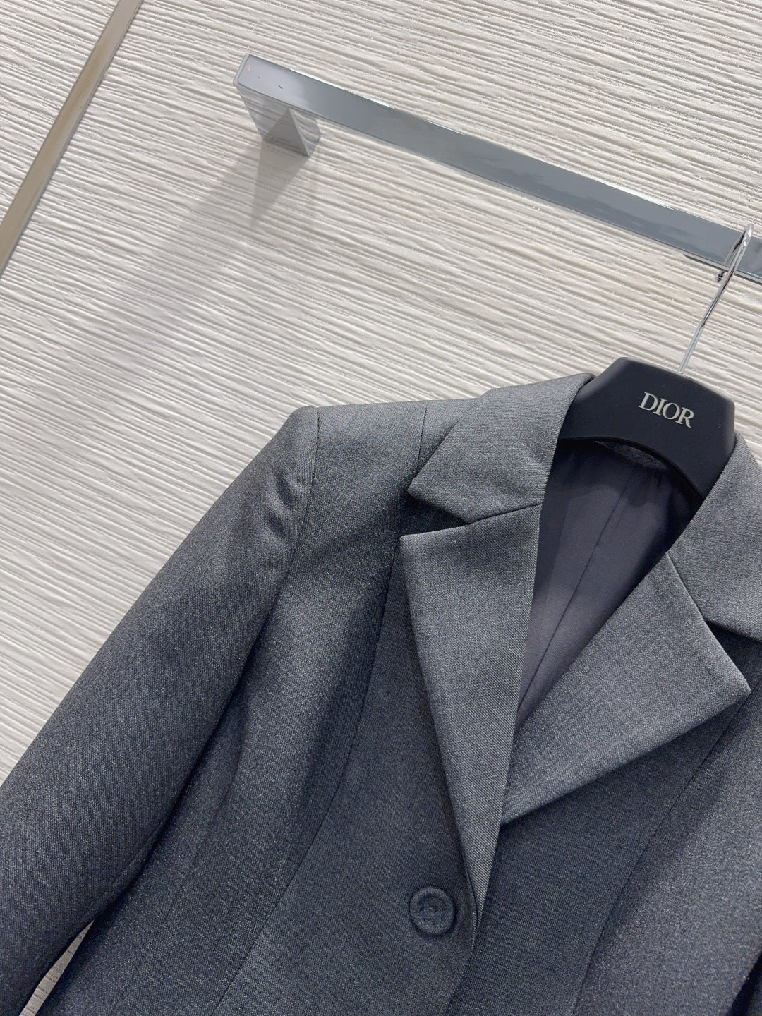 Cd 25fw straight-shoulder fitted waist suit with A-line skirt