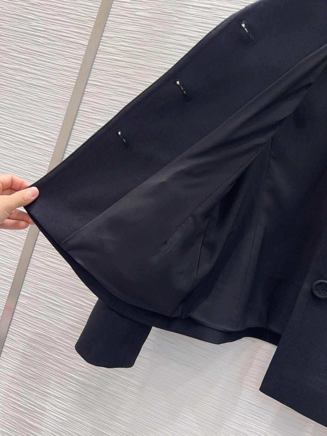 Cd 25fw straight-shoulder fitted waist suit with A-line skirt