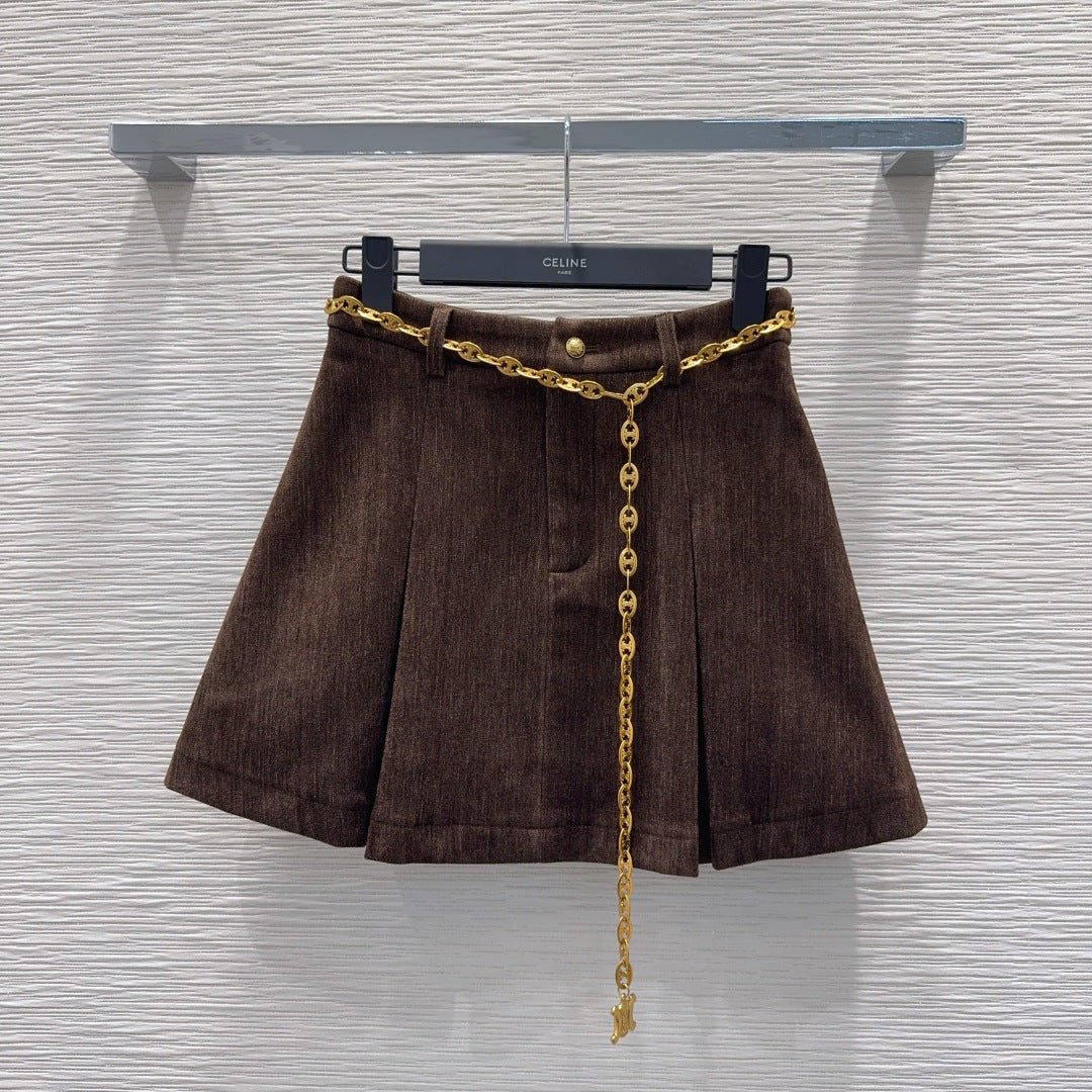 Cwl 25fw Lapel suit with waist chain and pleated skirt set