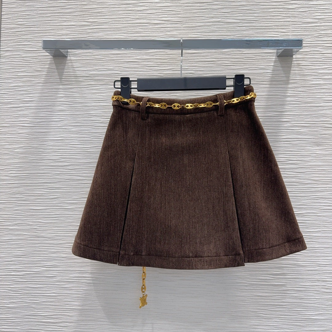 Cwl 25fw Lapel suit with waist chain and pleated skirt set