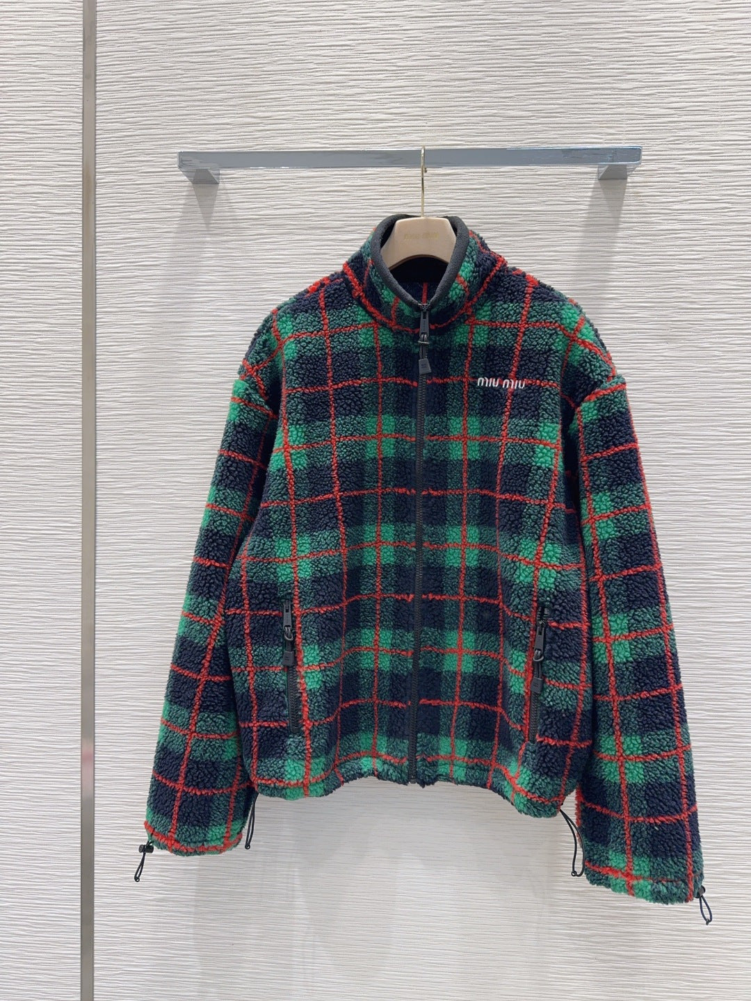 Mu 25fw plaid Teddy Plush Coat