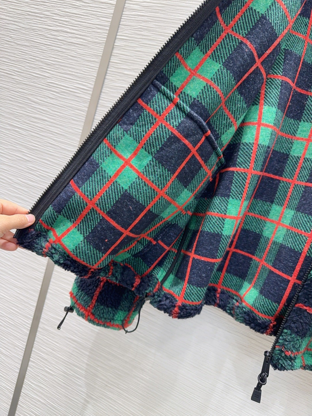Mu 25fw plaid Teddy Plush Coat