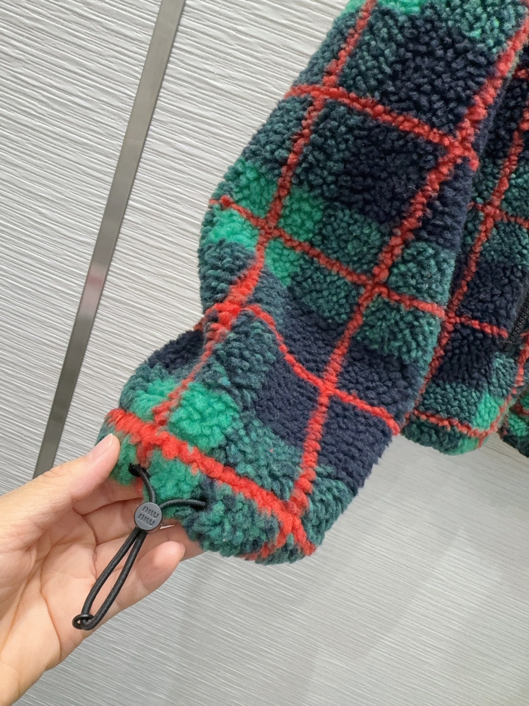Mu 25fw plaid Teddy Plush Coat