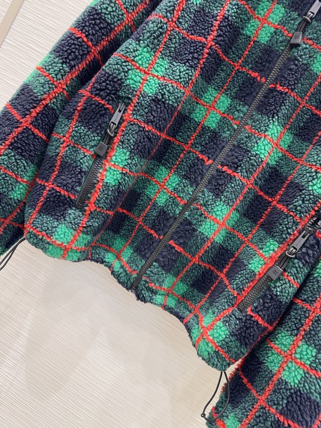 Mu 25fw plaid Teddy Plush Coat