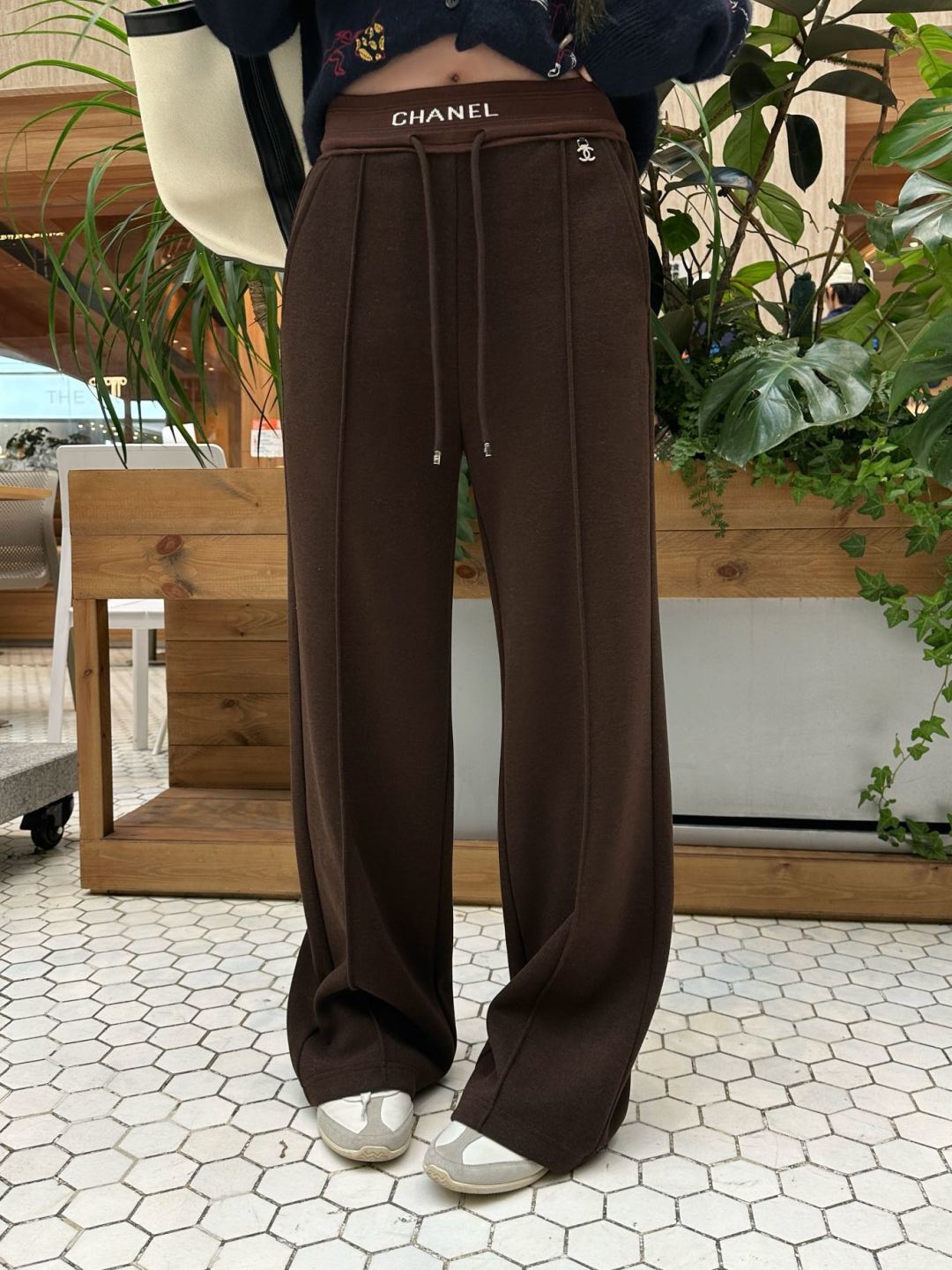 Cha 25fw drawstring wide-leg casual pants