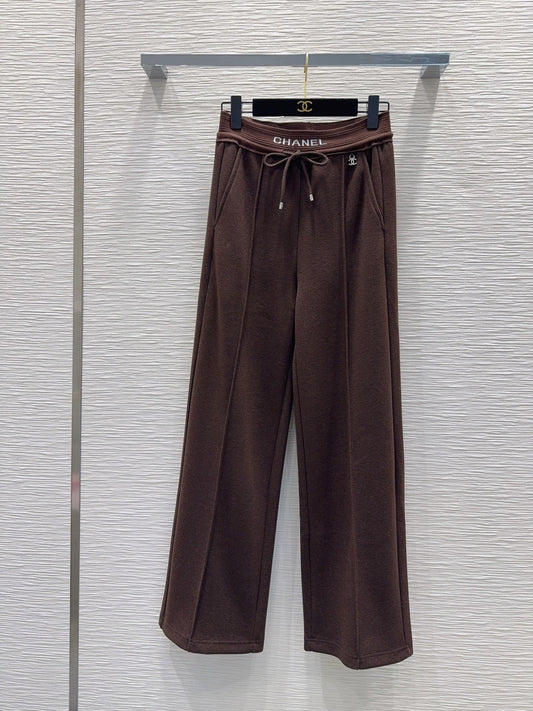 Cha 25fw drawstring wide-leg casual pants