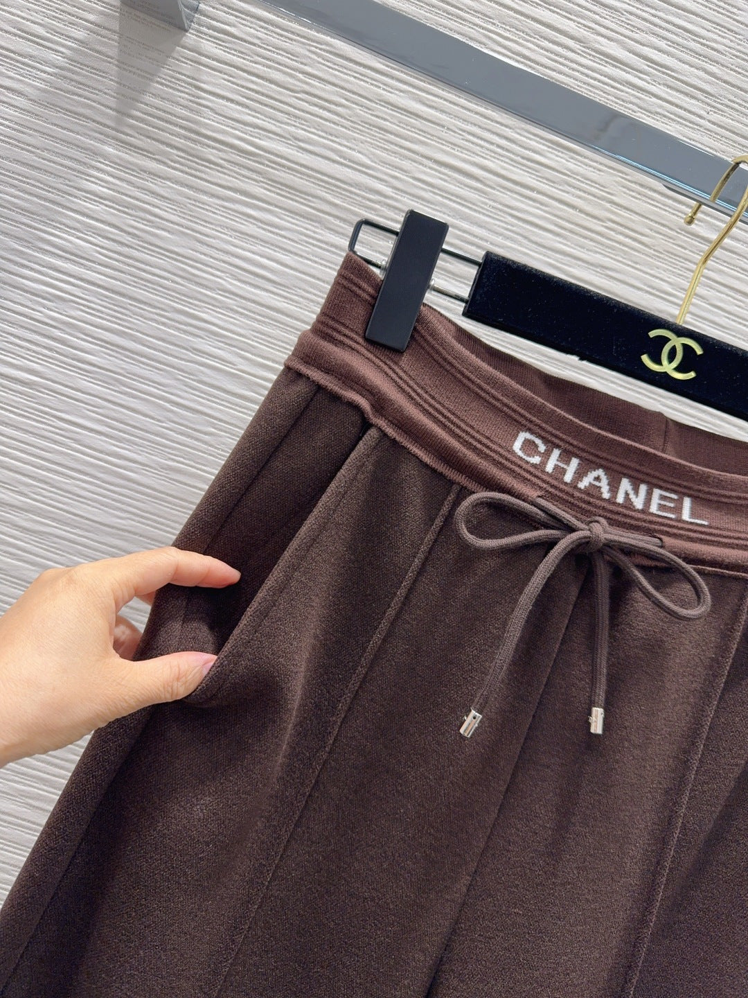 Cha 25fw drawstring wide-leg casual pants