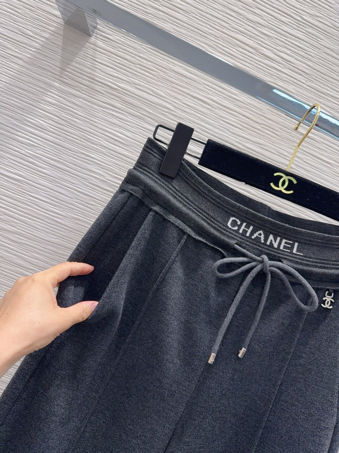 Cha 25fw drawstring wide-leg casual pants