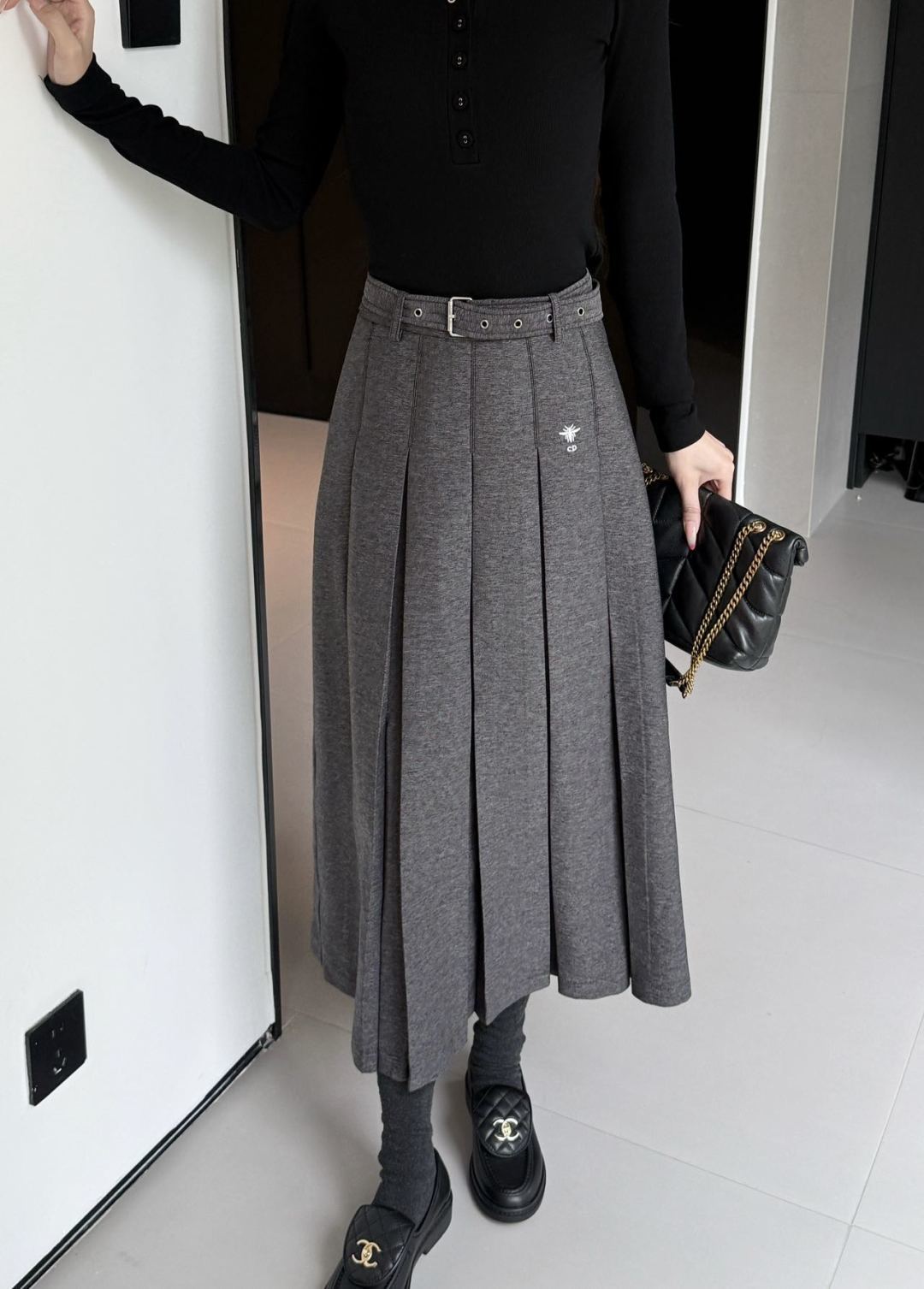Cd 25fw new pleated long skirt