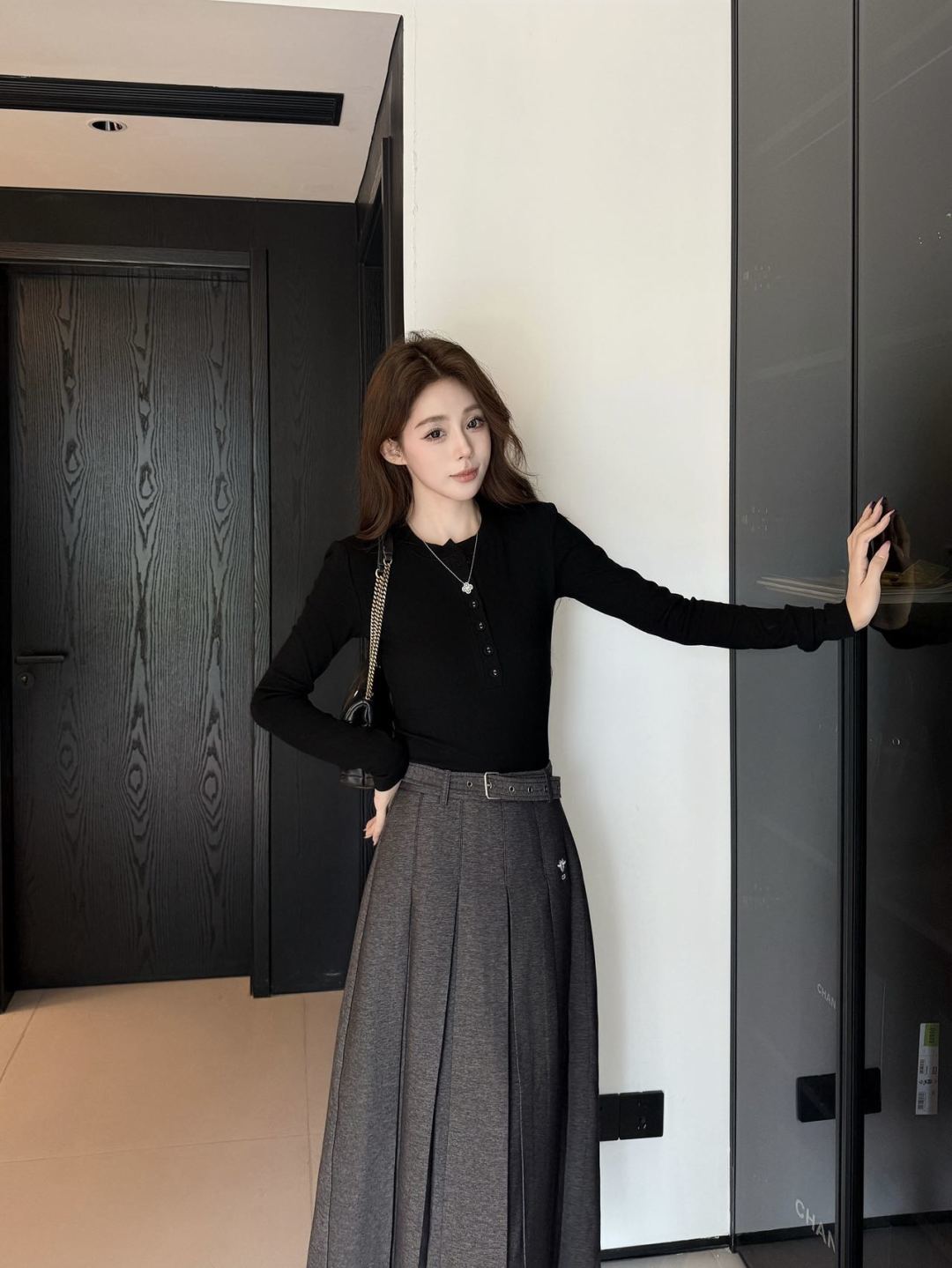 Cd 25fw new pleated long skirt