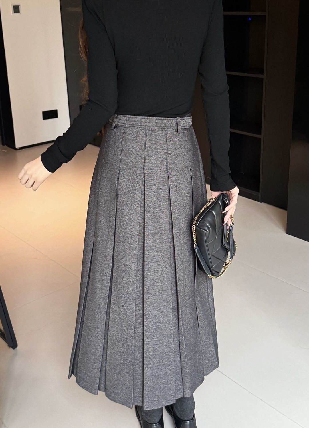 Cd 25fw new pleated long skirt