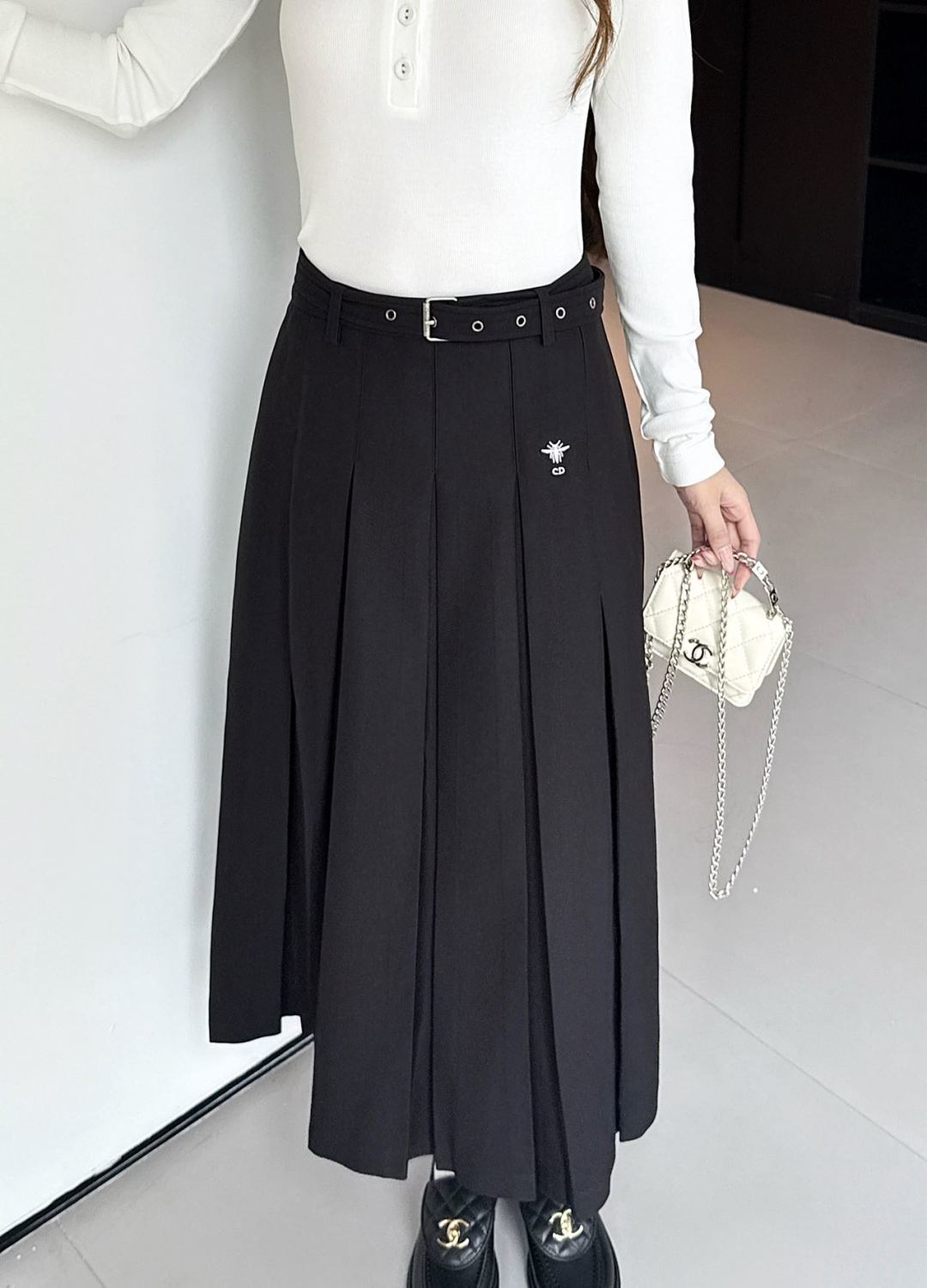 Cd 25fw new pleated long skirt