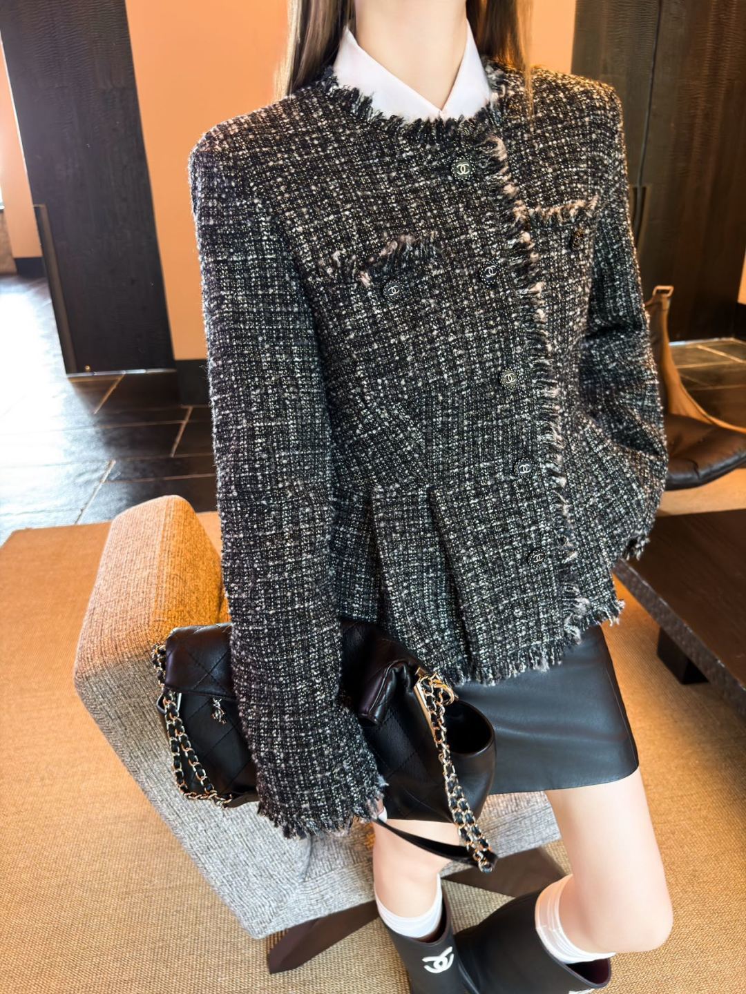 Cha 25fw new coarse-woven brushed coat