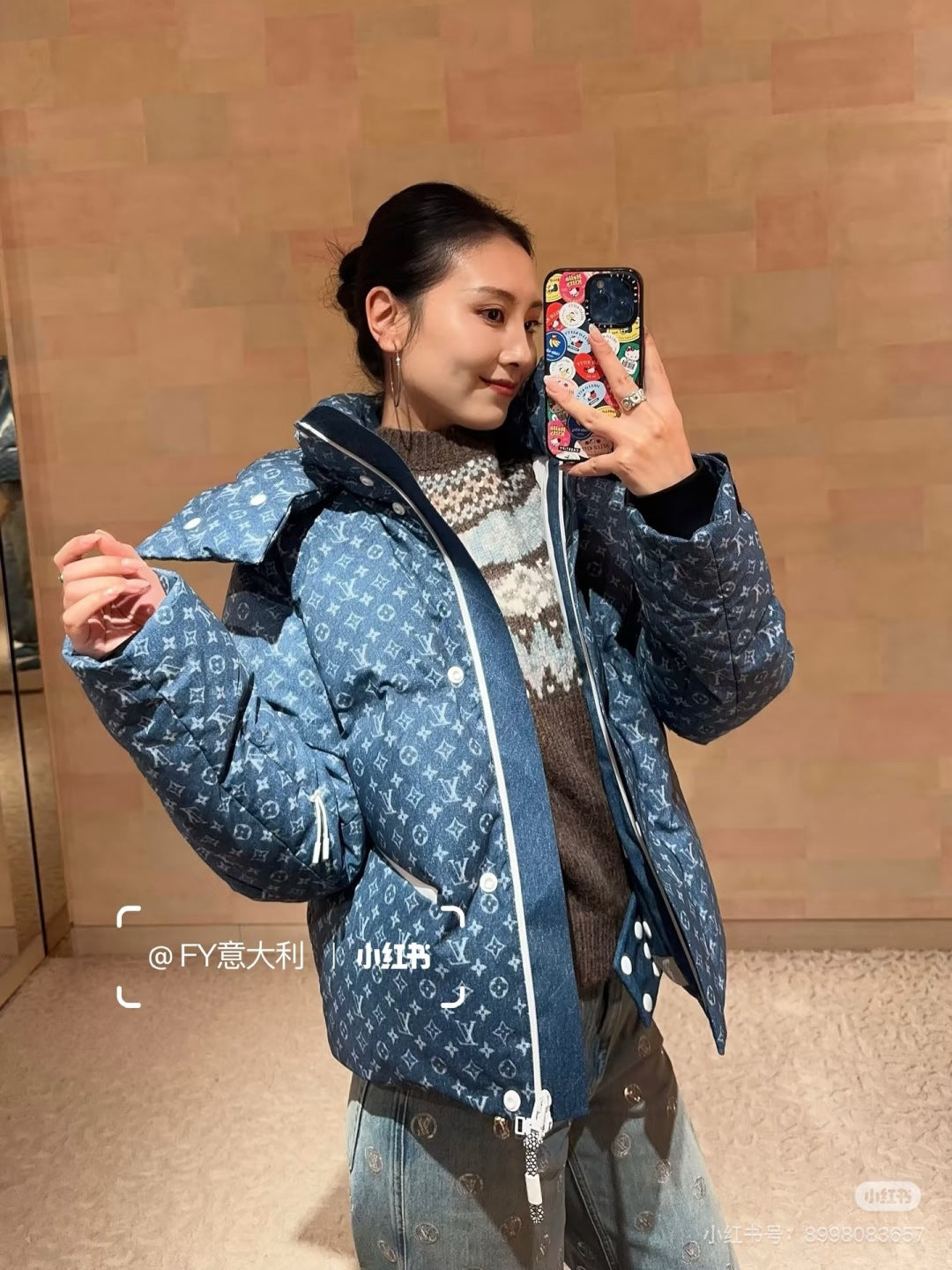 Lou**25fw new down jacket with printed fabric