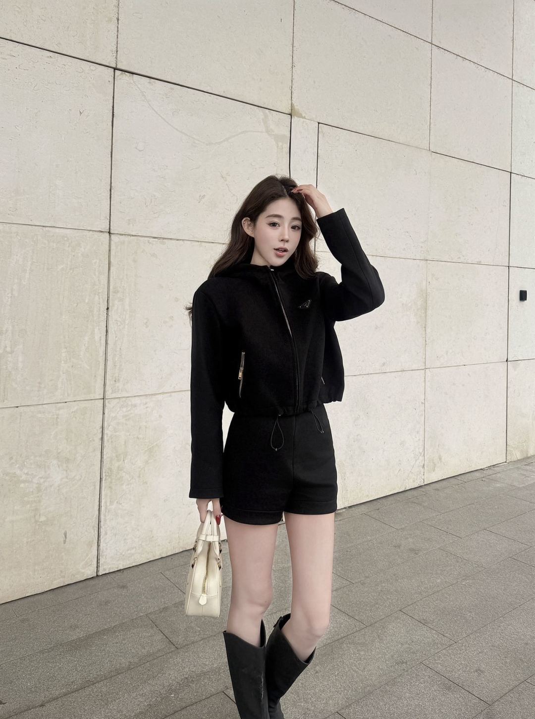 Pra**25fw new black wool coat