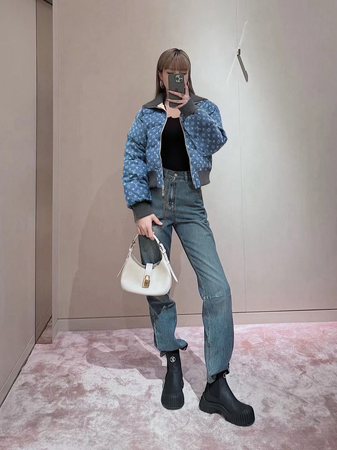 Lou**25fw new blue down jacket