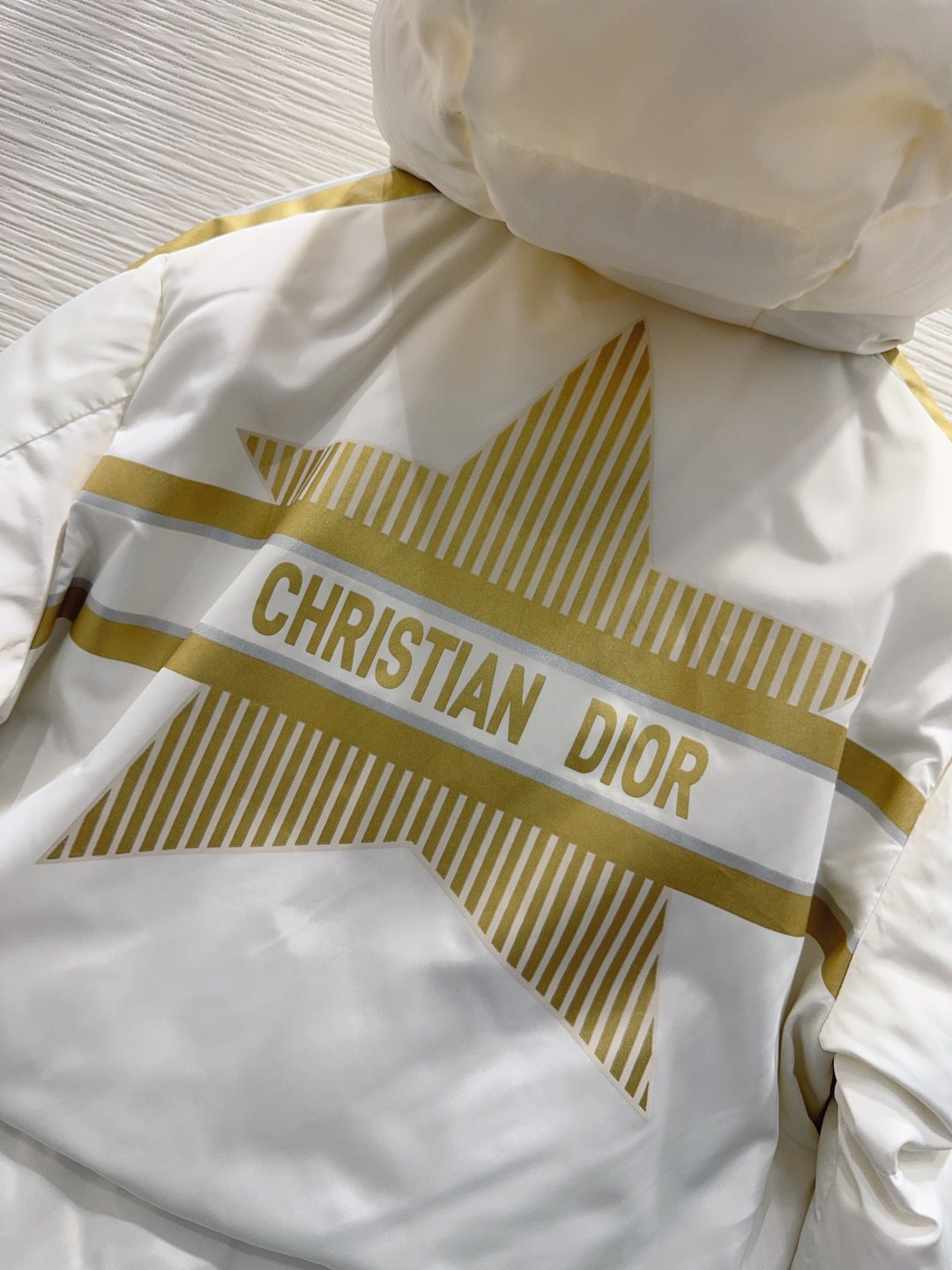 Cd 25fw down jacket with letter logo on the back