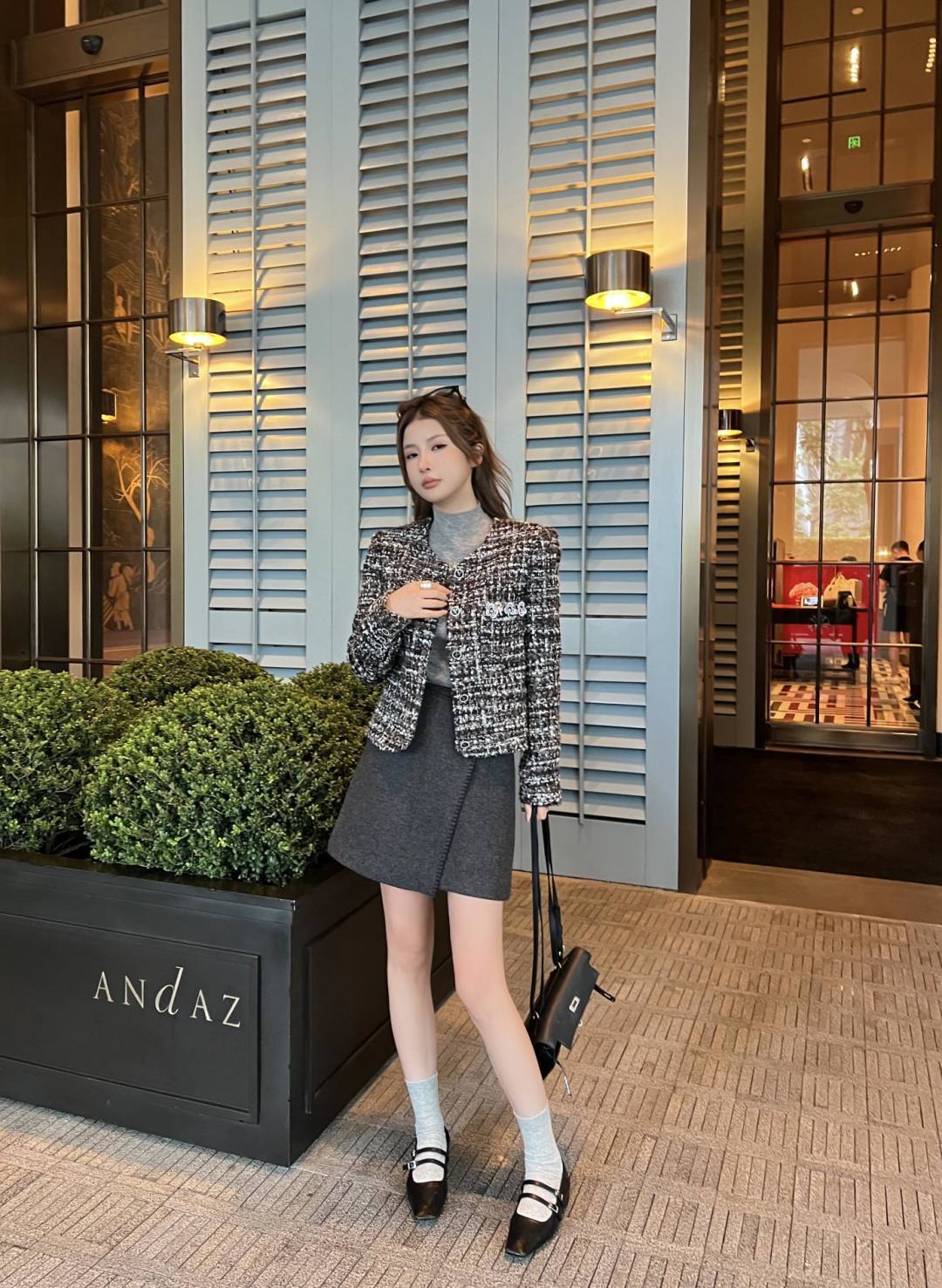 Cha 25fw tassel Fur Dress Coat