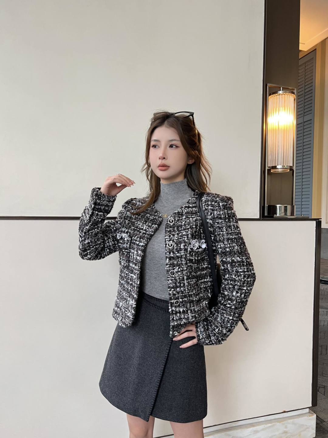 Cha 25fw tassel Fur Dress Coat