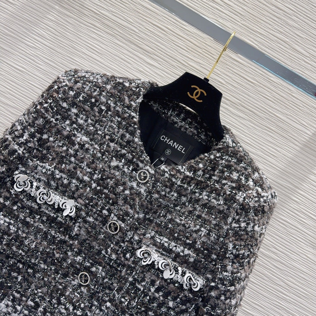 Cha 25fw tassel Fur Dress Coat