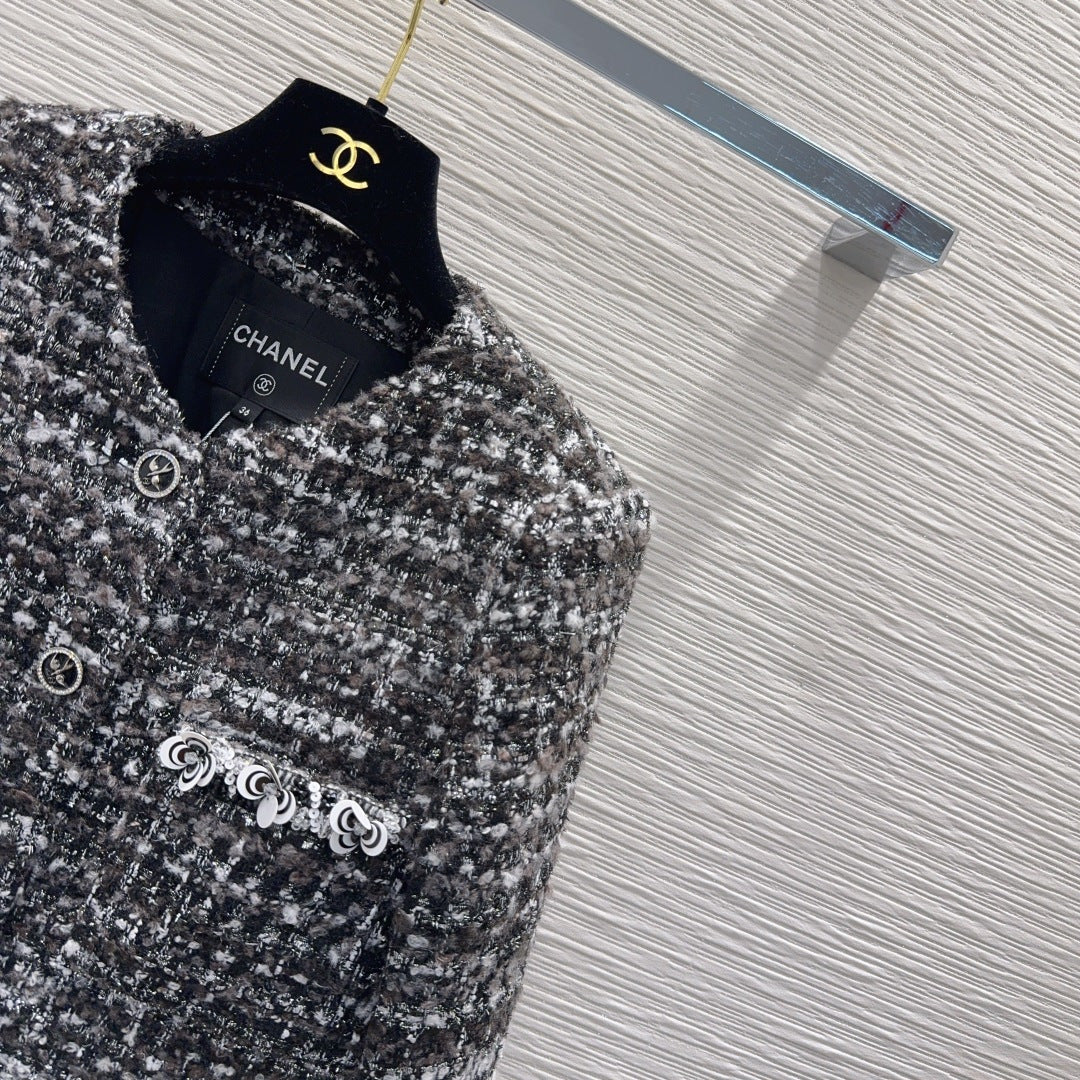 Cha 25fw tassel Fur Dress Coat