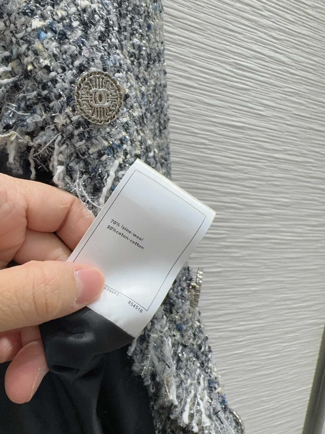 Cha 25fw mid-length elegant tweed coat